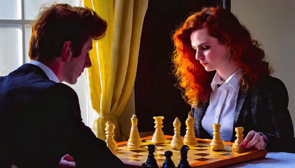 mujer contra un hombre ajedrez gambito dama
